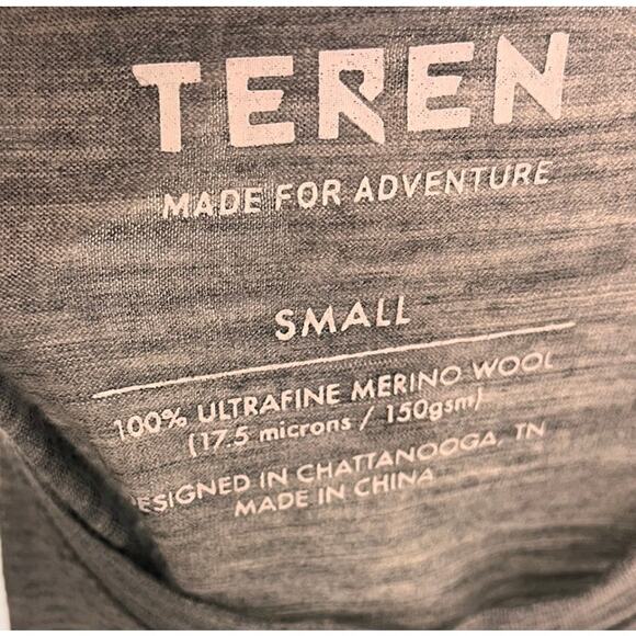 Men Teren Traveler Tee Long Sleeve Small 100% Merino Wool Gray Outdoors - Picture 3 of 4